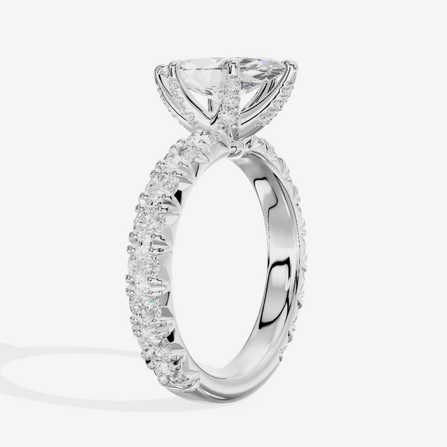 Crowned Sincere Marquise Engagement Ring with Side Stones (3/4 ct. tw.) in 18K White Gold