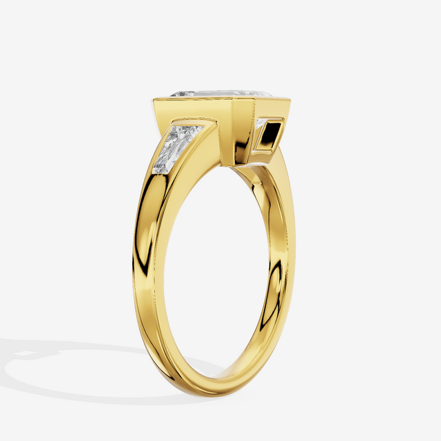 Modern Triade Emerald Three Stone Engagement Ring (1/2 ct. tw.) in 14K Yellow Gold
