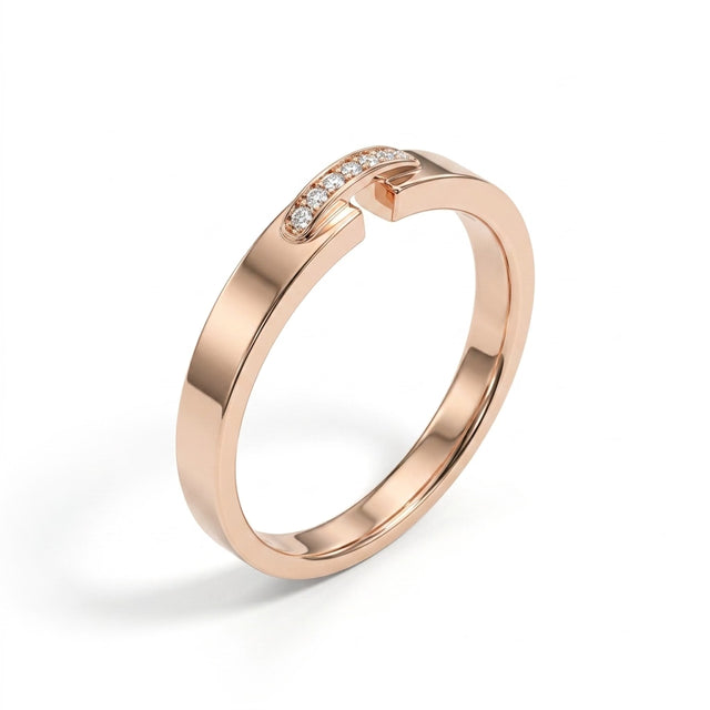 Low Profile Round Wedding Band (1/10 ct. tw.) in 18K Rose Gold