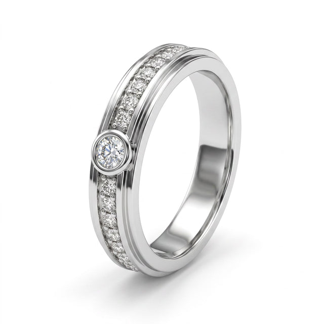 Low Profile Pavé Round Wedding Band (1/2 ct. tw.) in 18K White Gold