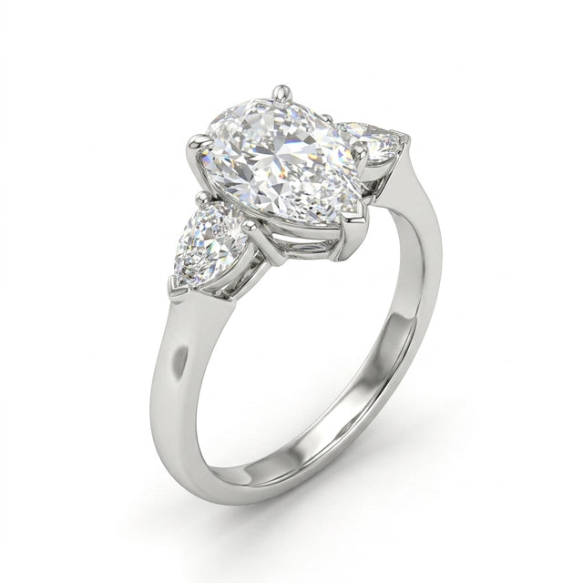 Three Stone Pear Engagement Ring (2.04 ct. tw.) in 18K White Gold