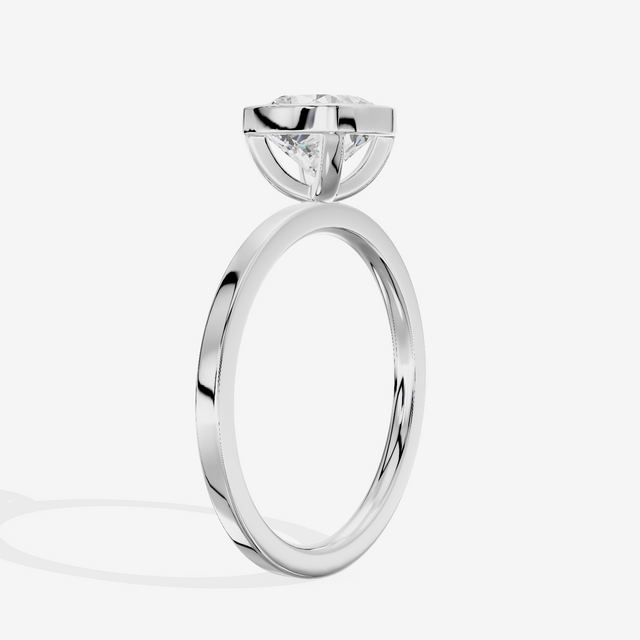 One of One Classic 1.5mm Cushion Bezel Engagement Ring in 18K White Gold