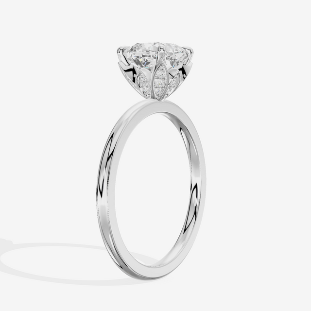 Whispered Vowsae Cushion Engagement Ring with Side Stones (1/15 ct. tw.) in Platinum