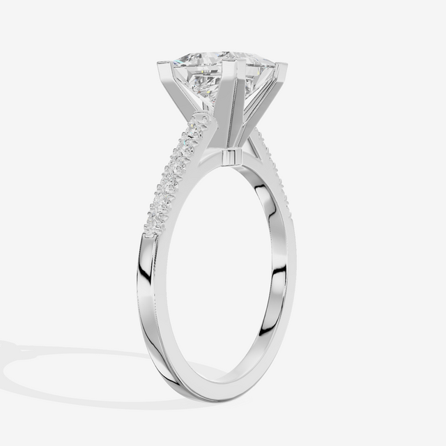 Sworn Vowsae Princess Engagement Ring with Side Stones (1/10 ct. tw.) in 14K White Gold