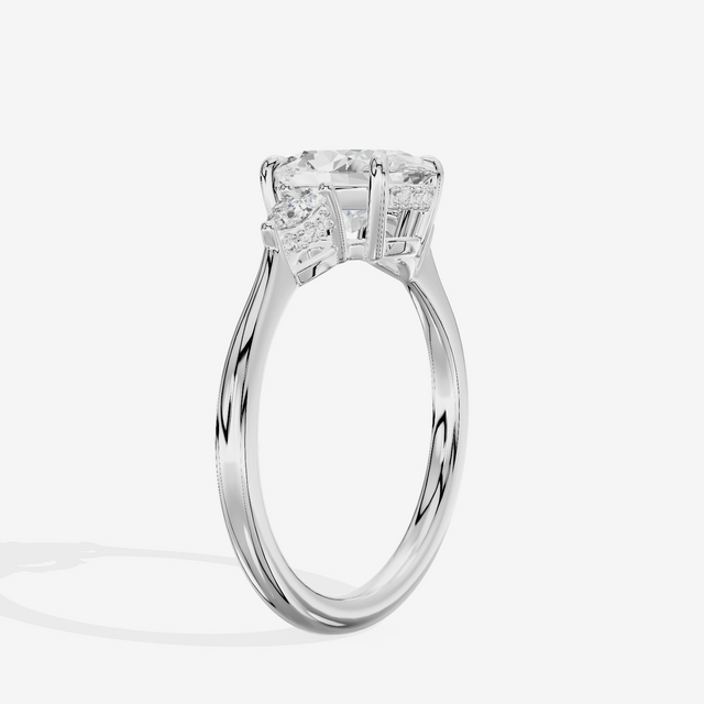 Petite Vowsae Three Stone Oval Engagement Ring (1/4 ct. tw.) in 18K White Gold