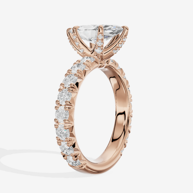 Crowned Sincere Marquise Engagement Ring with Side Stones (3/4 ct. tw.) in 18K Rose Gold