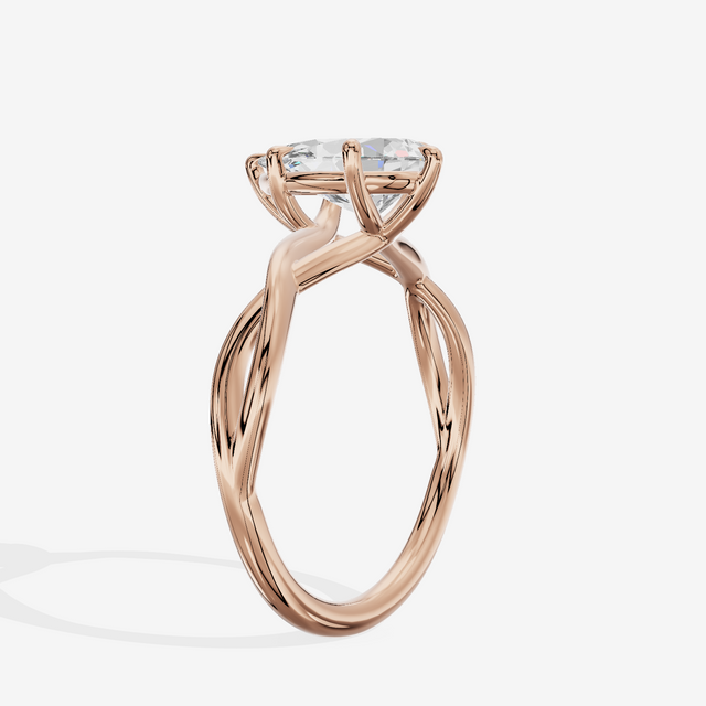 Twined Sincere Pear Twisted Engagement Ring in 18K Rose Gold