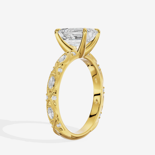 Vintage Whisper Emerald Engagement Ring (1/4 ct. tw.) in 18K Yellow Gold