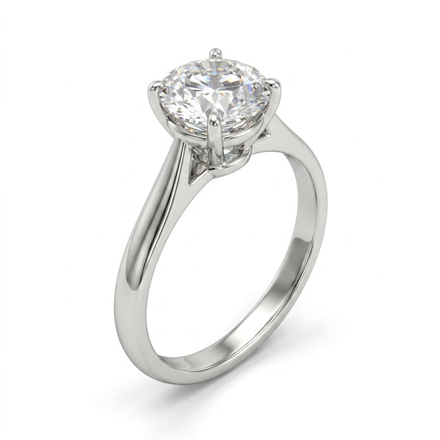 Cathedral Solitaire Round Engagement Ring (2.05 ct.) in Platinum