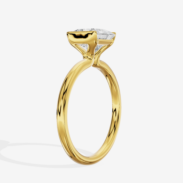 Sincere Bezel 1.8mm Princess Solitaire Engagement Ring in 14K Yellow Gold