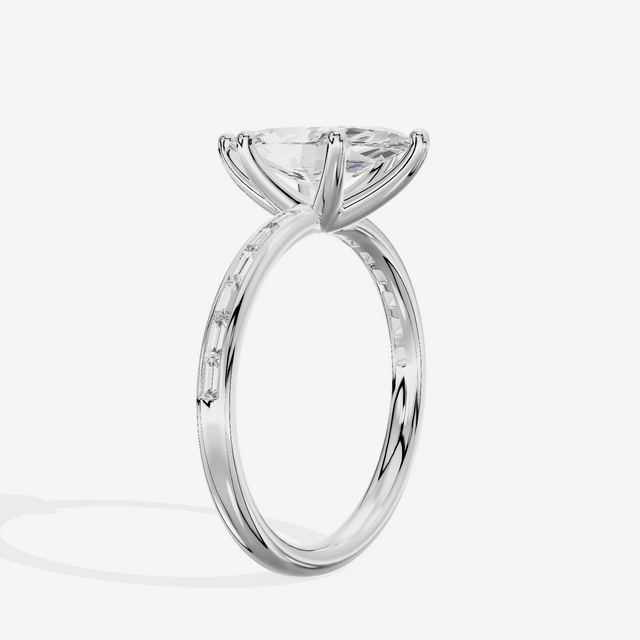 Tender Sincere Marquise Engagement Ring with Side Stones (1/6 ct. tw.) in 14K White Gold