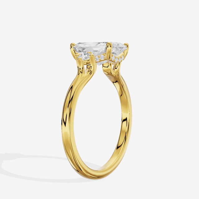 Sincere Three Stone Radiant Engagement Ring (1/6 ct. tw.) in 14K Yellow Gold