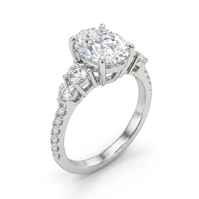 Cathedral Solitaire Pavé Oval Engagement Ring (3.34 ct. tw.) in Platinum