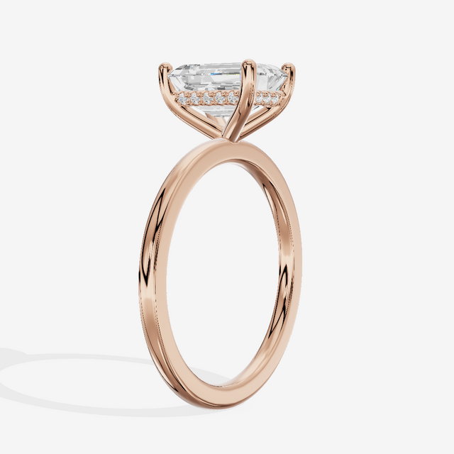 Vowsae Hidden Halo Emerald Engagement Ring (1/20 ct. tw.) in 18K Rose Gold