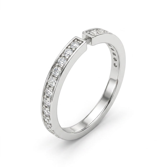 Low Profile Pavé Round Wedding Band (3/8 ct. tw.) in 18K White Gold