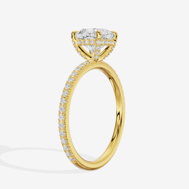 Lustrous Sincere Cushion Engagement Ring with Side Stones (1/3 ct. tw.) in 14K Yellow Gold