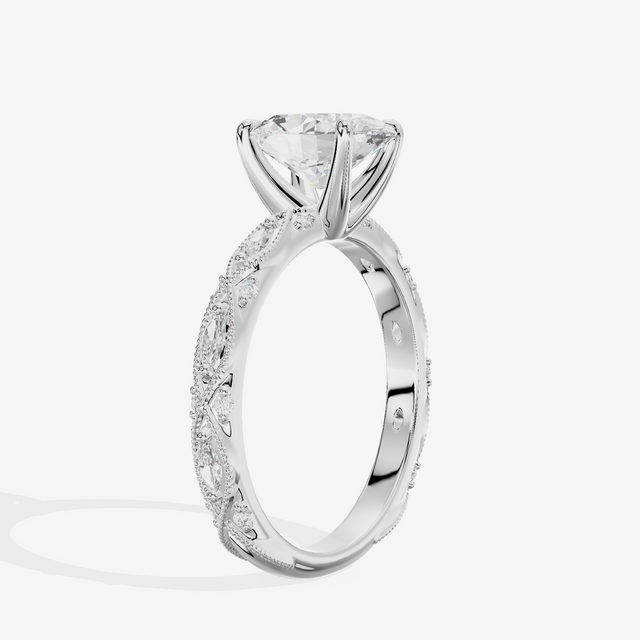 Vintage Whisper Oval Engagement Ring (1/4 ct. tw.) in 18K White Gold