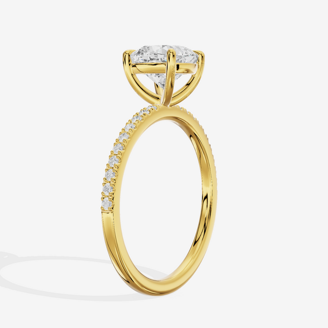 Tender Vowsae Cushion Engagement Ring with Side Stones (1/8 ct. tw.) in 18K Yellow Gold