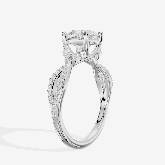 Luxe Lumera Cushion Engagement Ring with Side Stones (1/4 ct. tw.) in 18K White Gold