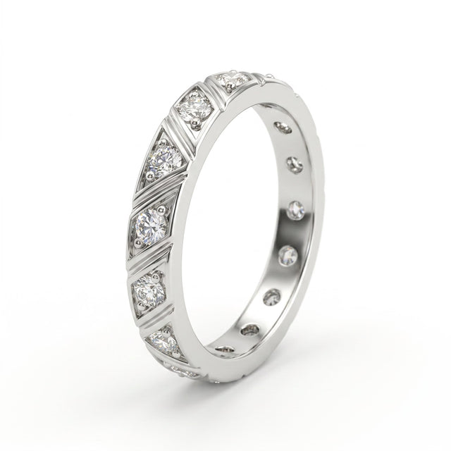 Low Profile Round Wedding Band (1/6 ct. tw.) in 18K White Gold