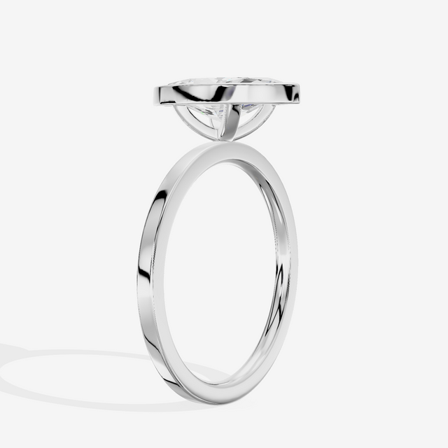 One of One Classic 1.5mm Marquise Bezel Engagement Ring in 18K White Gold