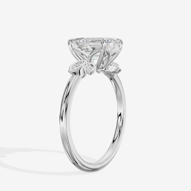 Trellise Emerald Engagement Ring with Side Stones (1/20 ct. tw.) in 18K White Gold
