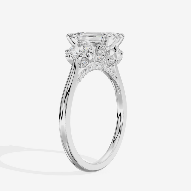 Royal Sincere Three Stone Emerald Engagement Ring (2/3 ct. tw.) in 14K White Gold