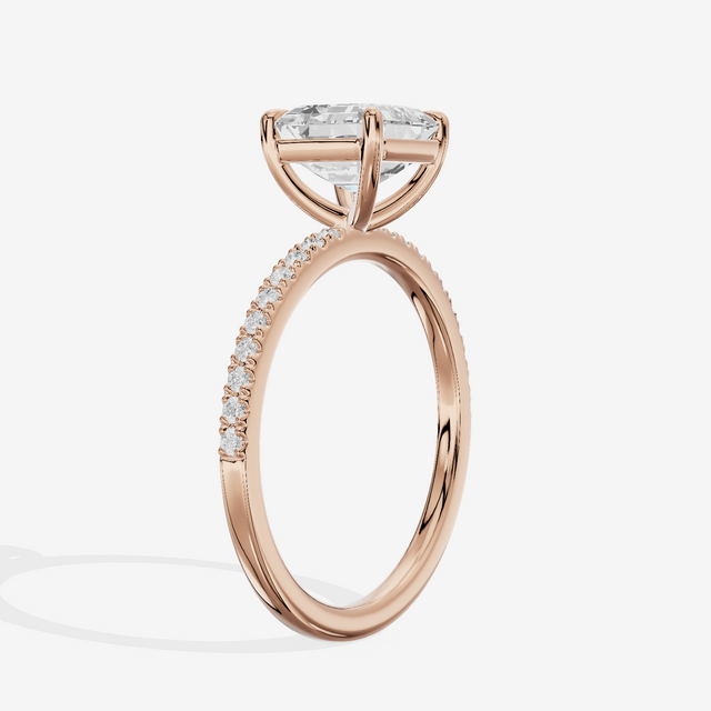 Tender Vowsae Asscher Engagement Ring with Side Stones (1/8 ct. tw.) in 14K Rose Gold