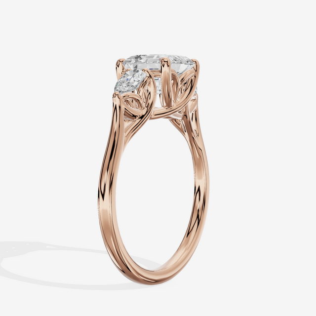 Grand Vowsae Three Stone Asscher Engagement Ring (2/5 ct. tw.) in 14K Rose Gold