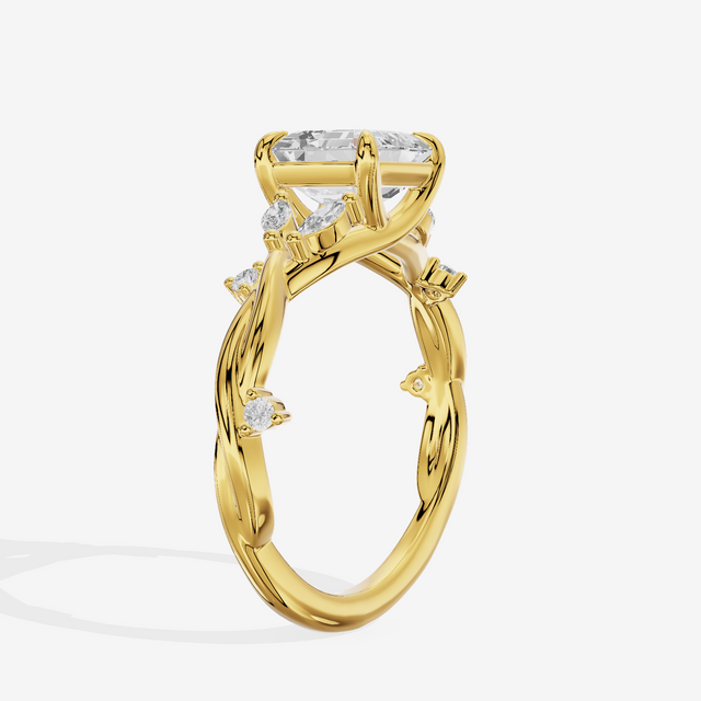 Twined Vowsae Asscher Twisted Engagement Ring (1/6 ct. tw.) in 14K Yellow Gold