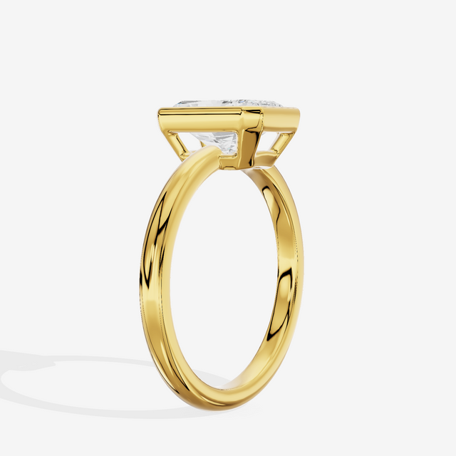 Tensare Bezel 2mm Radiant Solitaire Engagement Ring in 18K Yellow Gold