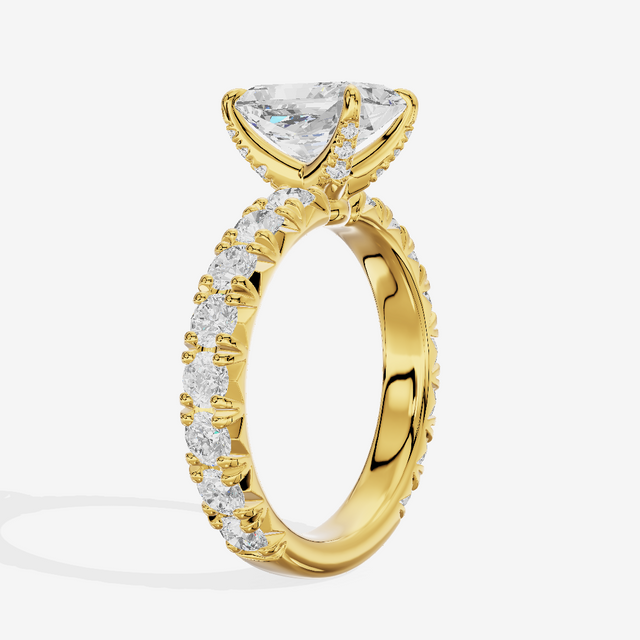 Crowned Sincere Radiant Engagement Ring with Side Stones (3/4 ct. tw.) in 14K Yellow Gold