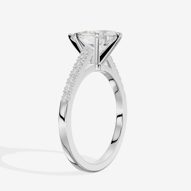 Sworn Vowsae Pear Engagement Ring with Side Stones (1/10 ct. tw.) in Platinum