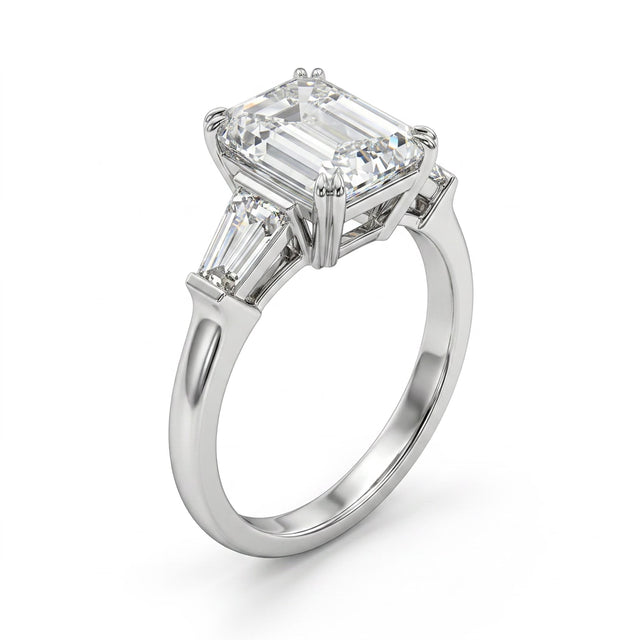 Three Stone Emerald Engagement Ring (5.02 ct. tw.) in Platinum