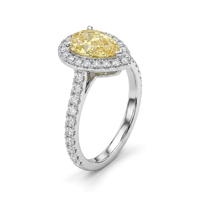 Halo Pavé Pear Engagement Ring
