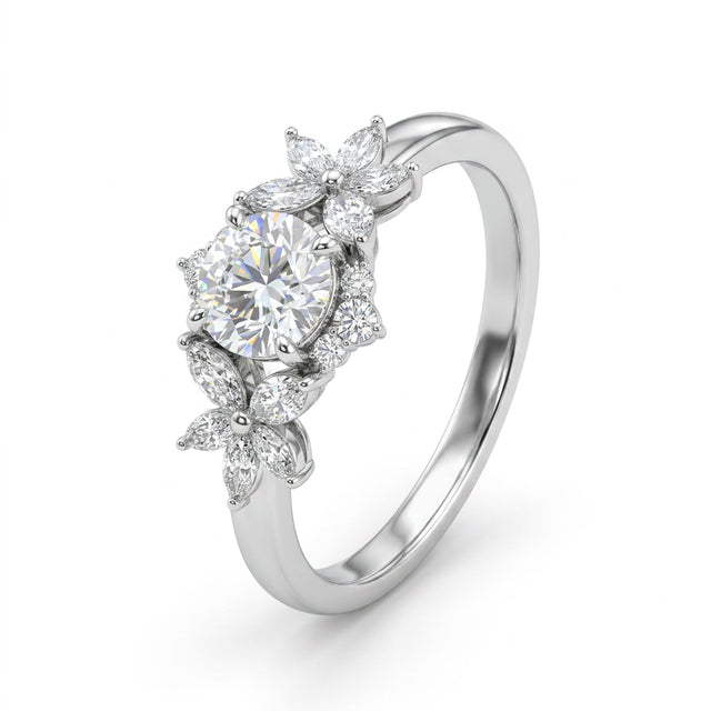Halo Round Engagement Ring (1.01 ct. tw.) in 18K White Gold
