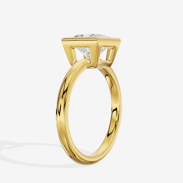 Tensare Bezel 2mm Princess Solitaire Engagement Ring in 18K Yellow Gold