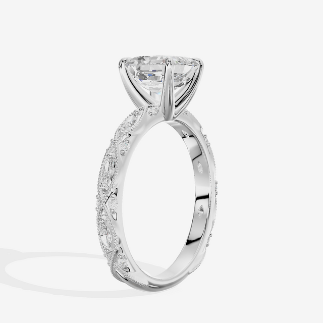 Vintage Whisper Asscher Engagement Ring (1/4 ct. tw.) in Platinum