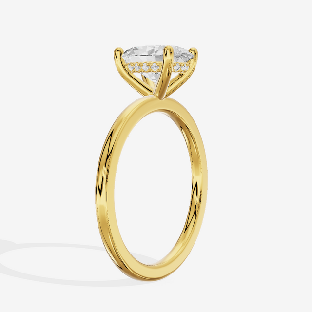Vowsae Hidden Halo Oval Engagement Ring (1/20 ct. tw.) in 18K Yellow Gold