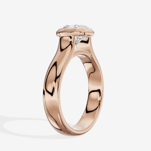 Cherubine 4mm Cushion Bezel Engagement Ring in 14K Rose Gold