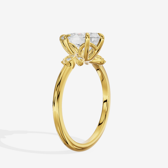 Trellise Pear Engagement Ring with Side Stones (1/20 ct. tw.) in 18K Yellow Gold