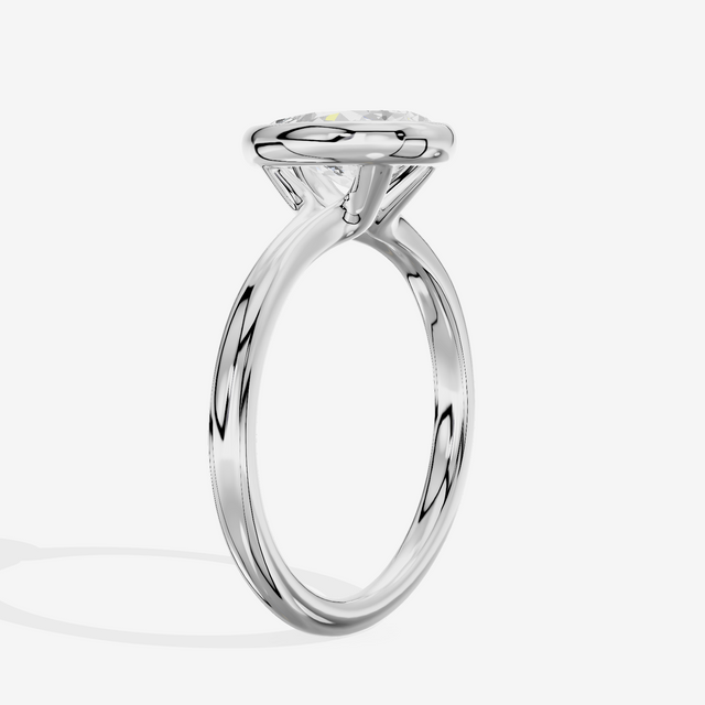 Coeurine Bezel 2mm Pear Solitaire Engagement Ring in 14K White Gold
