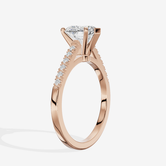 Sworn Vowsae Heart Engagement Ring with Side Stones (1/10 ct. tw.) in 14K Rose Gold