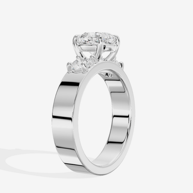 Royal Vowsae Three Stone Cushion Engagement Ring (1/2 ct. tw.) in Platinum