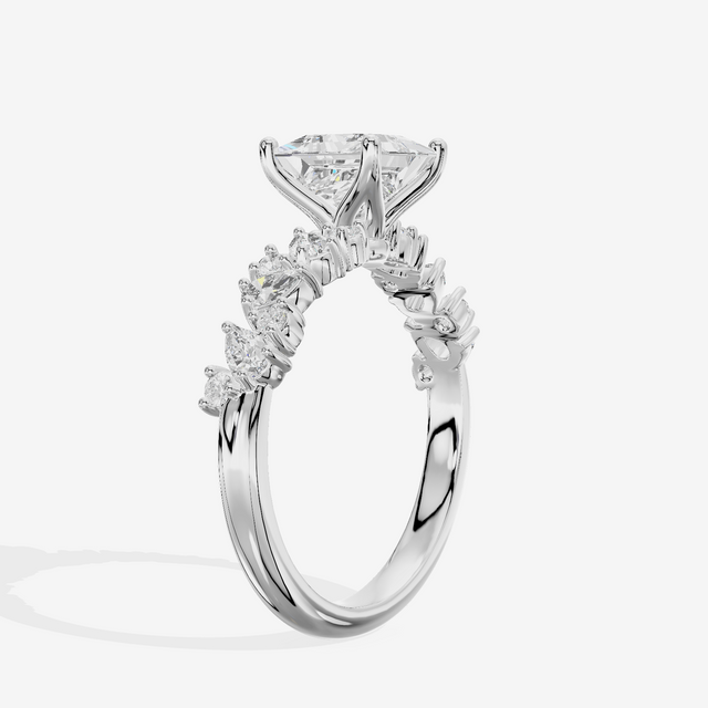 Bowed Vowsae Princess Engagement Ring with Side Stones (2/5 ct. tw.) in 14K White Gold