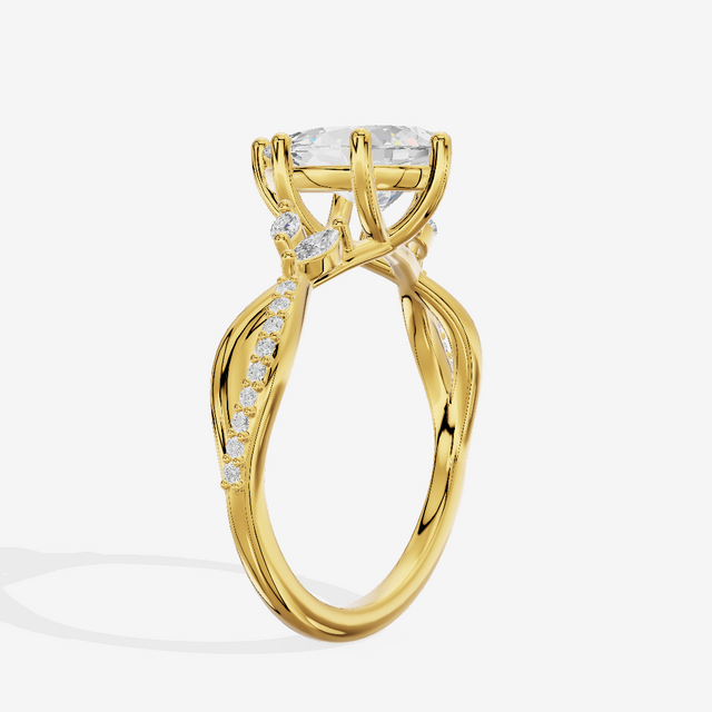 Petite Twine Pear Twisted Engagement Ring (1/5 ct. tw.) in 18K Yellow Gold