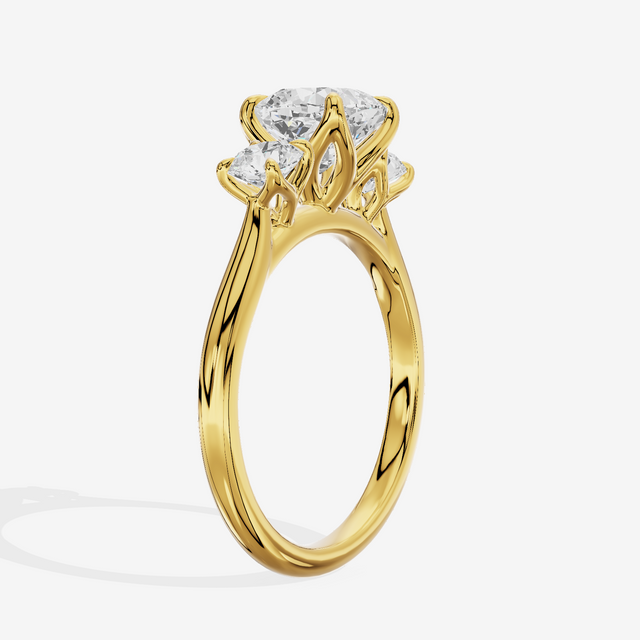 Eternal Sincere Three Stone Cushion Engagement Ring (1/2 ct. tw.) in 18K Yellow Gold