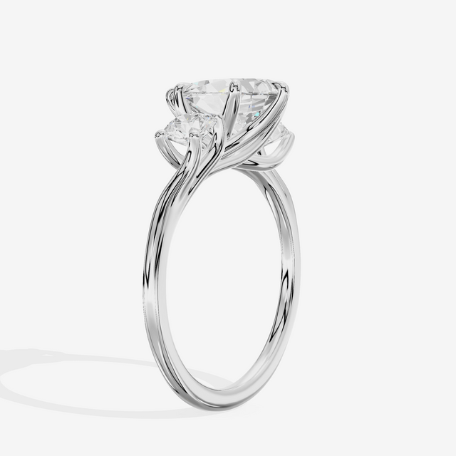Luxe Vowsae Three Stone Pear Engagement Ring (1/2 ct. tw.) in 14K White Gold