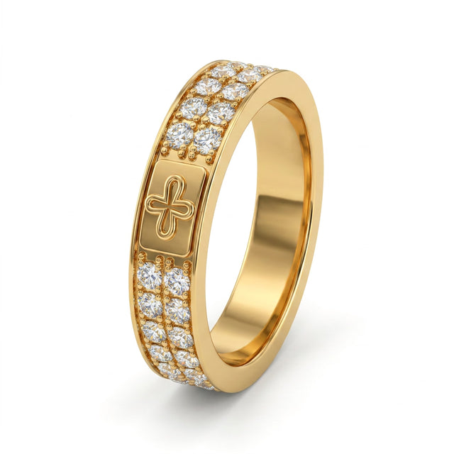 Low Profile Pavé Round Wedding Band (1/2 ct. tw.) in 18K Yellow Gold