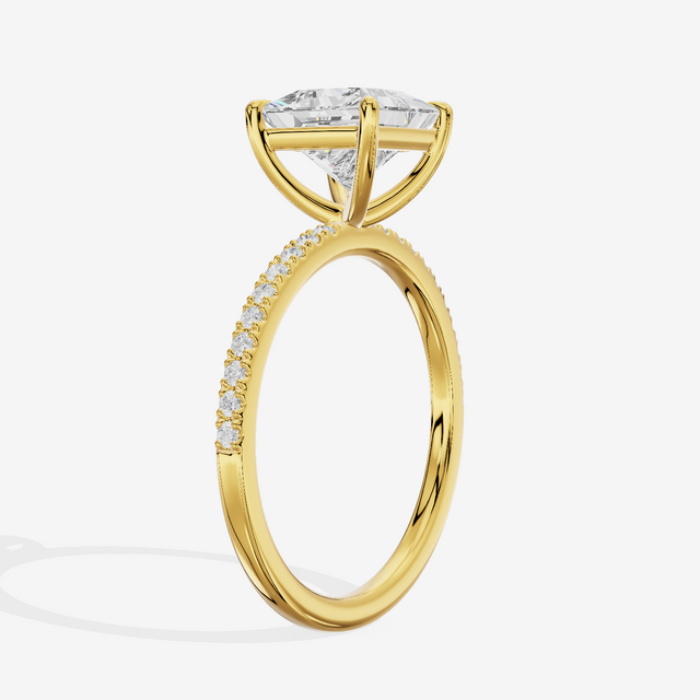 Tender Vowsae Princess Engagement Ring with Side Stones (1/8 ct. tw.) in 18K Yellow Gold